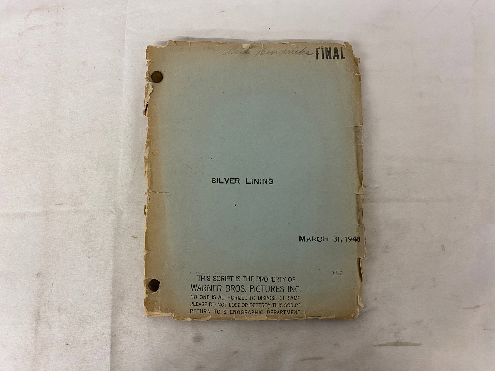 Silver Lining 1948 Warner Bros Original Final Screenplay by Phoebe & Henry Ephron (1 of 6)