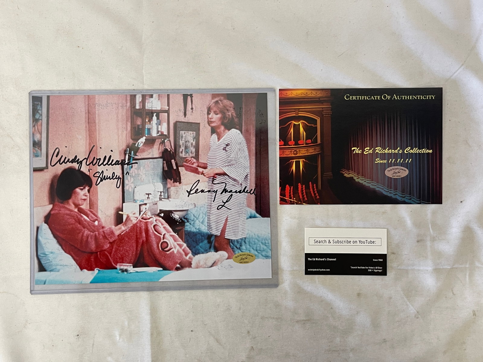 Laverne & Shirley Dual Signed 8x10 Photo Cindy Williams & Penny Marshall COA: Laverne & Shirley Dual Signed 8x10 Photo Cindy Williams & Penny Marshall COA