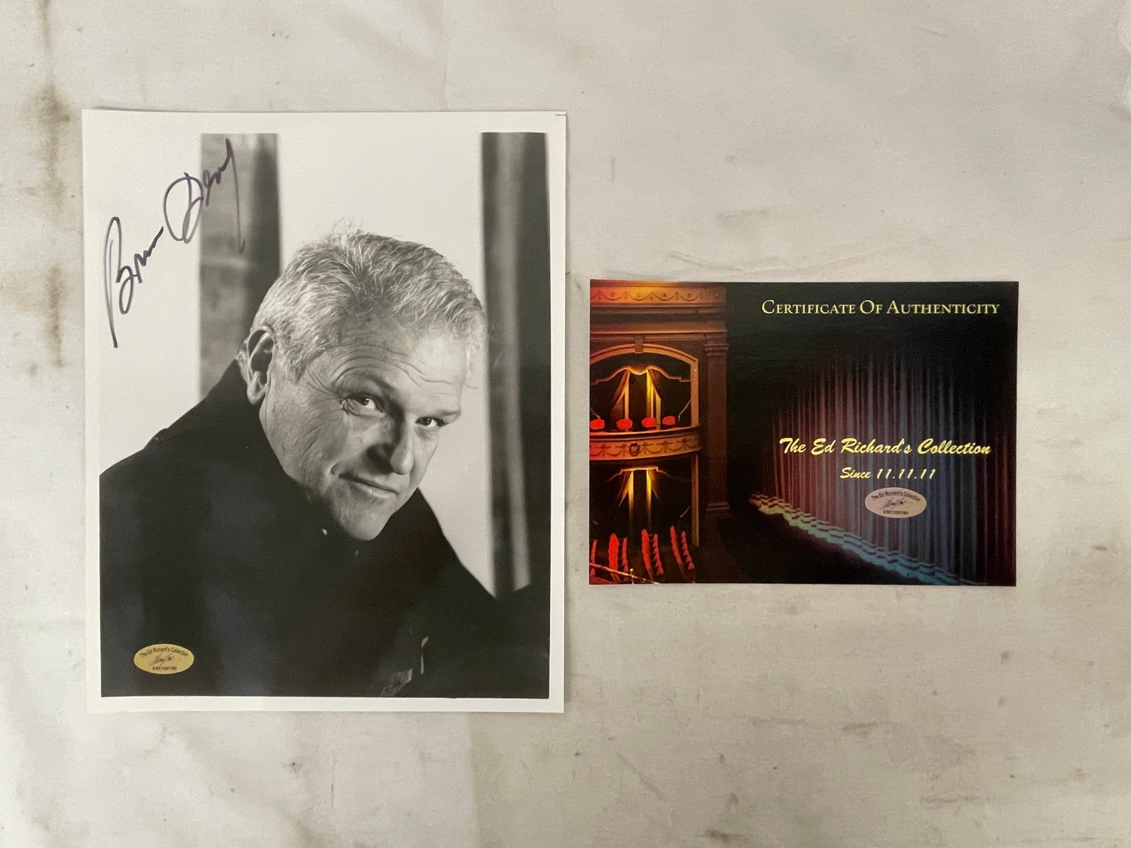 Brian Dennehy Signed 8x10 B&W Photo with Ed Richards COA (1 of 5)