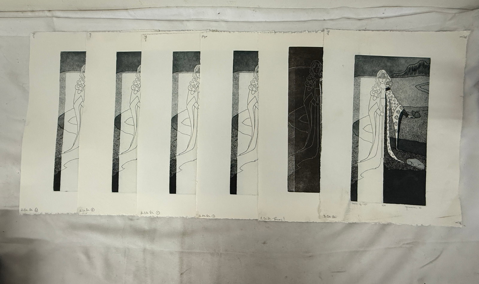 Queen of Cups Intaglio Print Suite, Mosesian 1980, 3/18, Progressive Proofs (1 of 3)