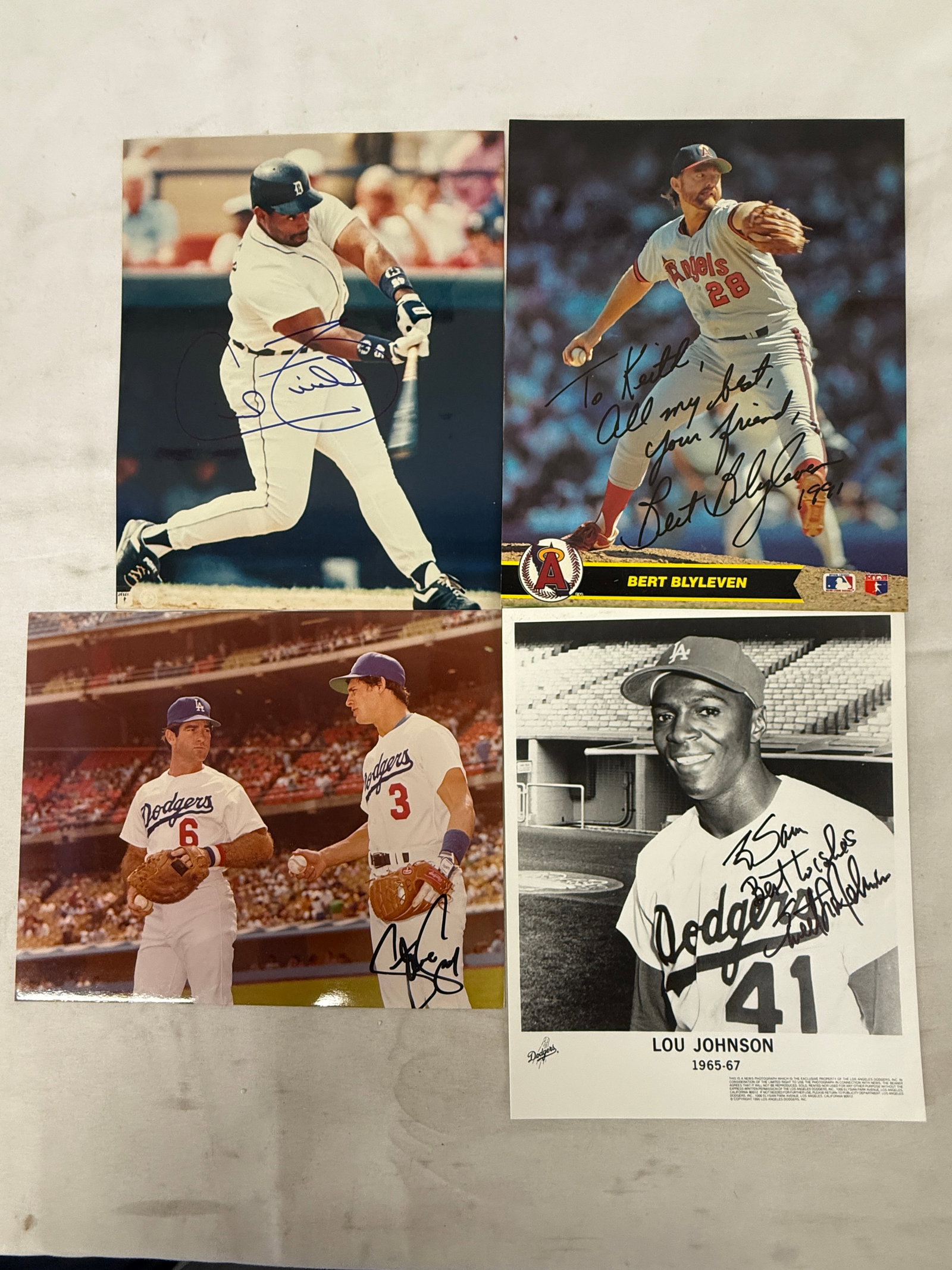 MLB Autographed 8x10 Photos Lot: Bert Blyleven, Lou Johnson, & 2 Others (1 of 6)