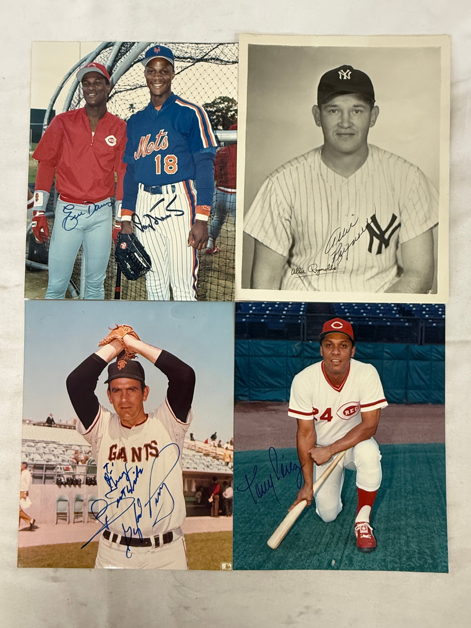 MLB Signed Photos Lot: Allie Reynolds, Tony Perez, Eric Davis, Darryl Strawberry (1 of 7)