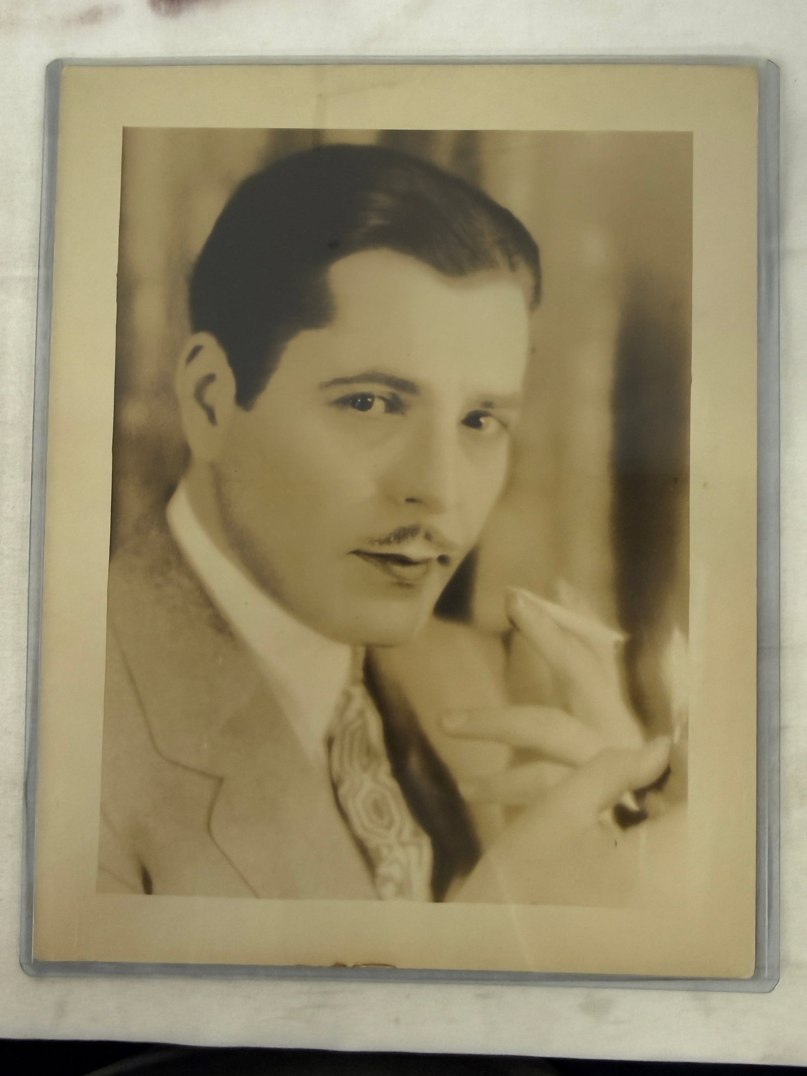 Vintage Portrait Photograph by Hommel NY, Young Man with Cigarette, 14x11 (1 of 3)
