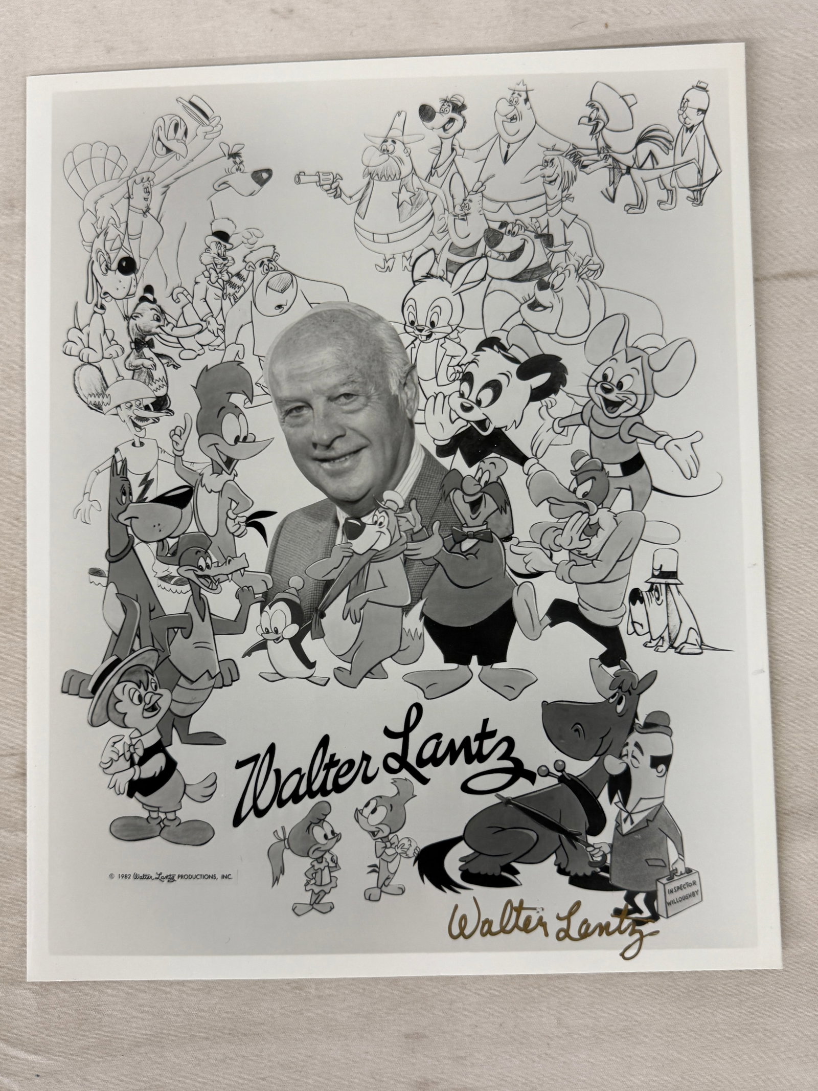Walter Lantz Signed 8x10 Promotional Photo with Cartoon Characters (1 of 3)