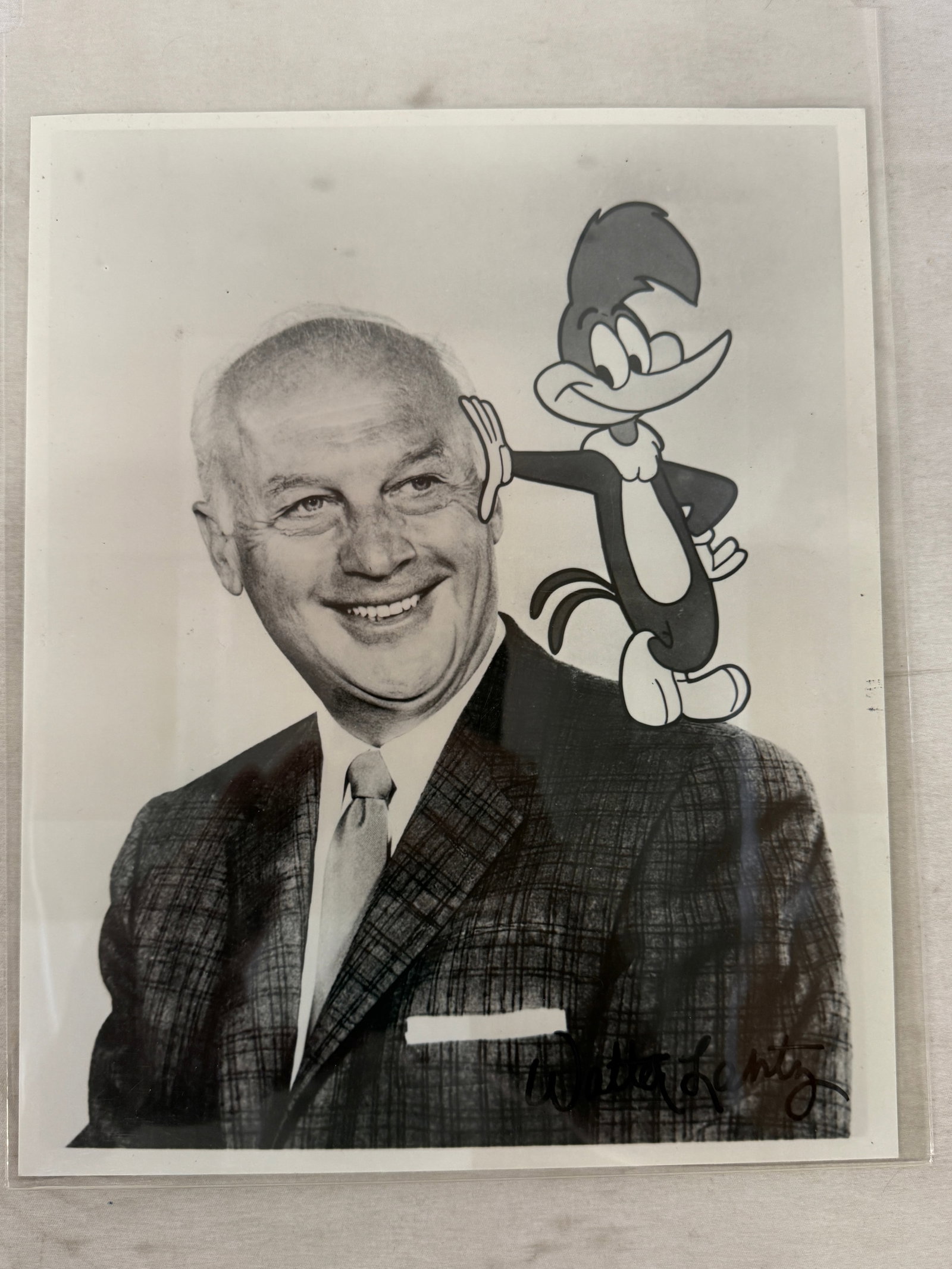 Walter Lantz Signed 8x10 Black & White Photo with Woody Woodpecker Cartoon (1 of 3)