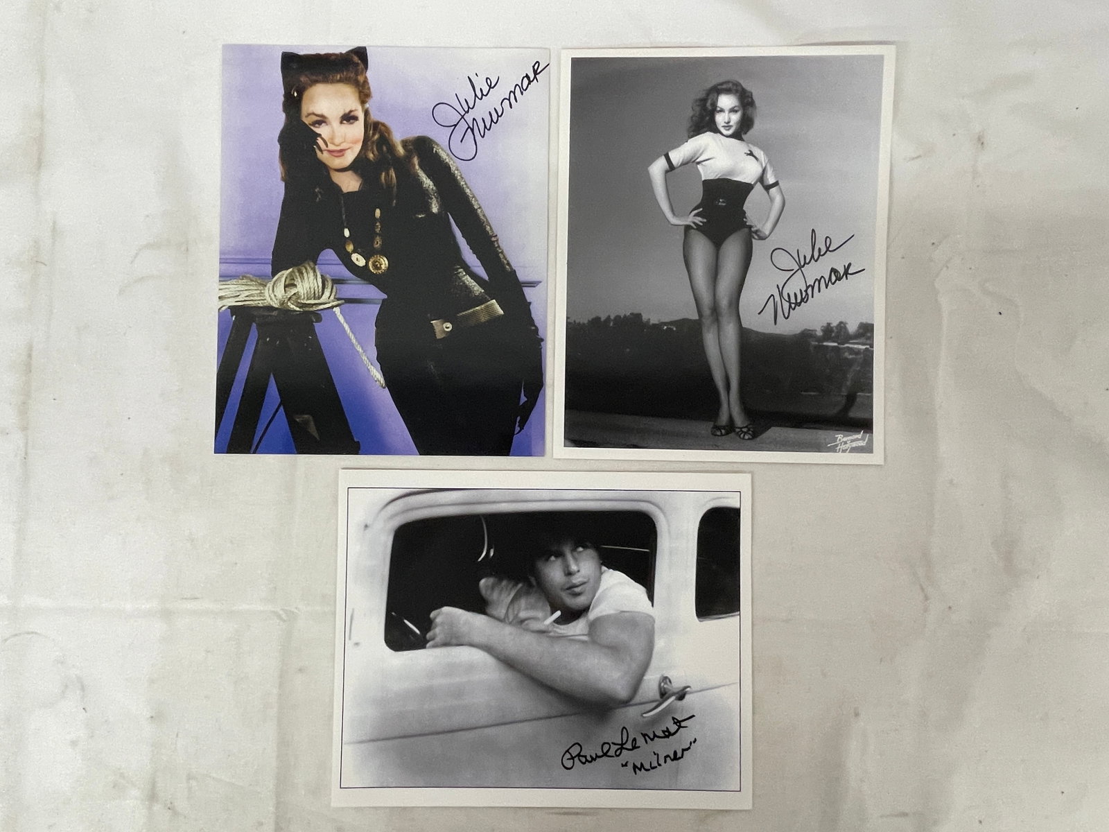 Julie Newmar Catwoman & Paul Le Mat Milner Signed 8x10 Photos Lot of 3: Julie Newmar Catwoman & Paul Le Mat Milner Signed 8x10 Photos Lot of 3