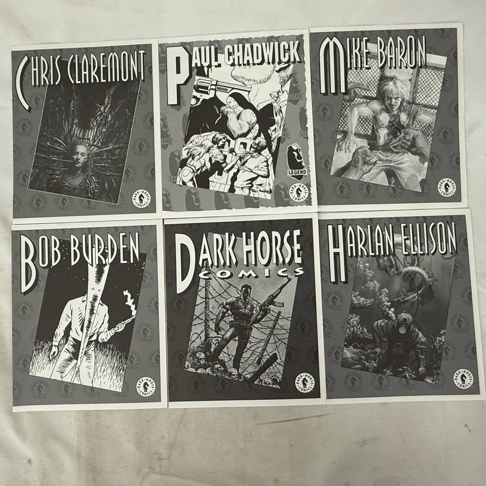 1994 Dark Horse Comics Promo Cards Set of 6 - Claremont, Chadwick, Baron, Burden, Ellison (1 of 2)