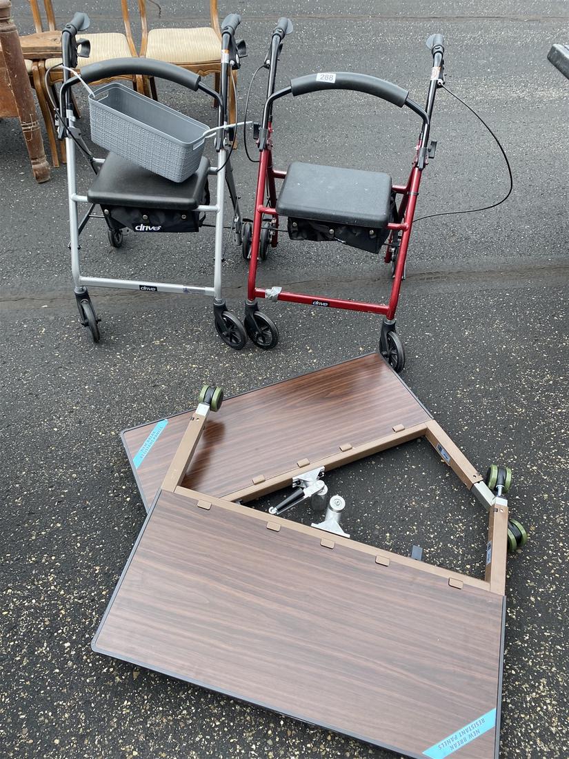 2 Walker Chairs Plus ends from a hospital bed: Shipping not available. You must pickup during the pickup window or forfeit your purchase.