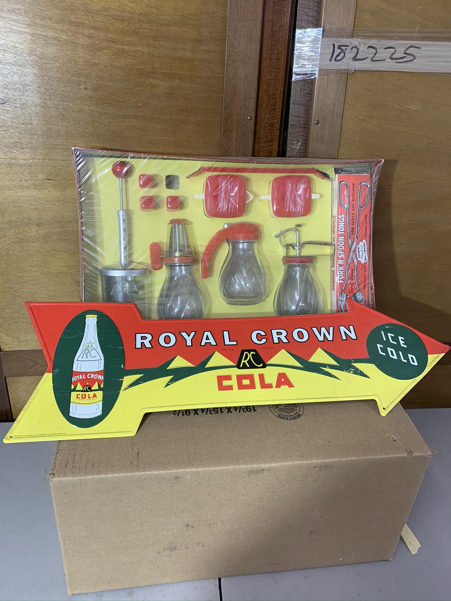Royal Crown Advertisement Metal Sign, Vintage Kitchen: 26"L on sign Free pickup or well drop off at shipper for $3 delivery fee