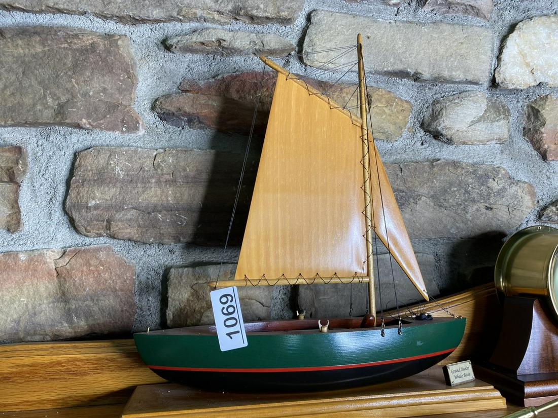 Wooden Decorative Ship Model: 13" long. Free pickup or we'll drop at the shipper for a $3 fee.