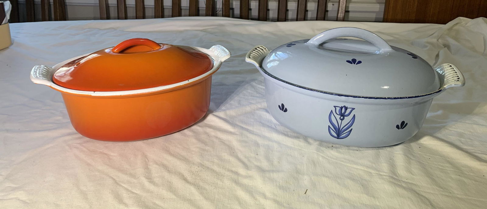 Pair of Enameled Cast Iron Casserole Dishes - Belgium (1 of 14)