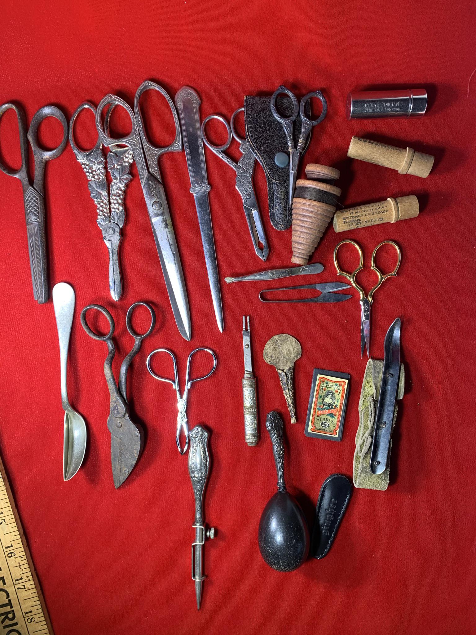 Group of Scissors, Darning Egg, Needle Holders and More (1 of 20)
