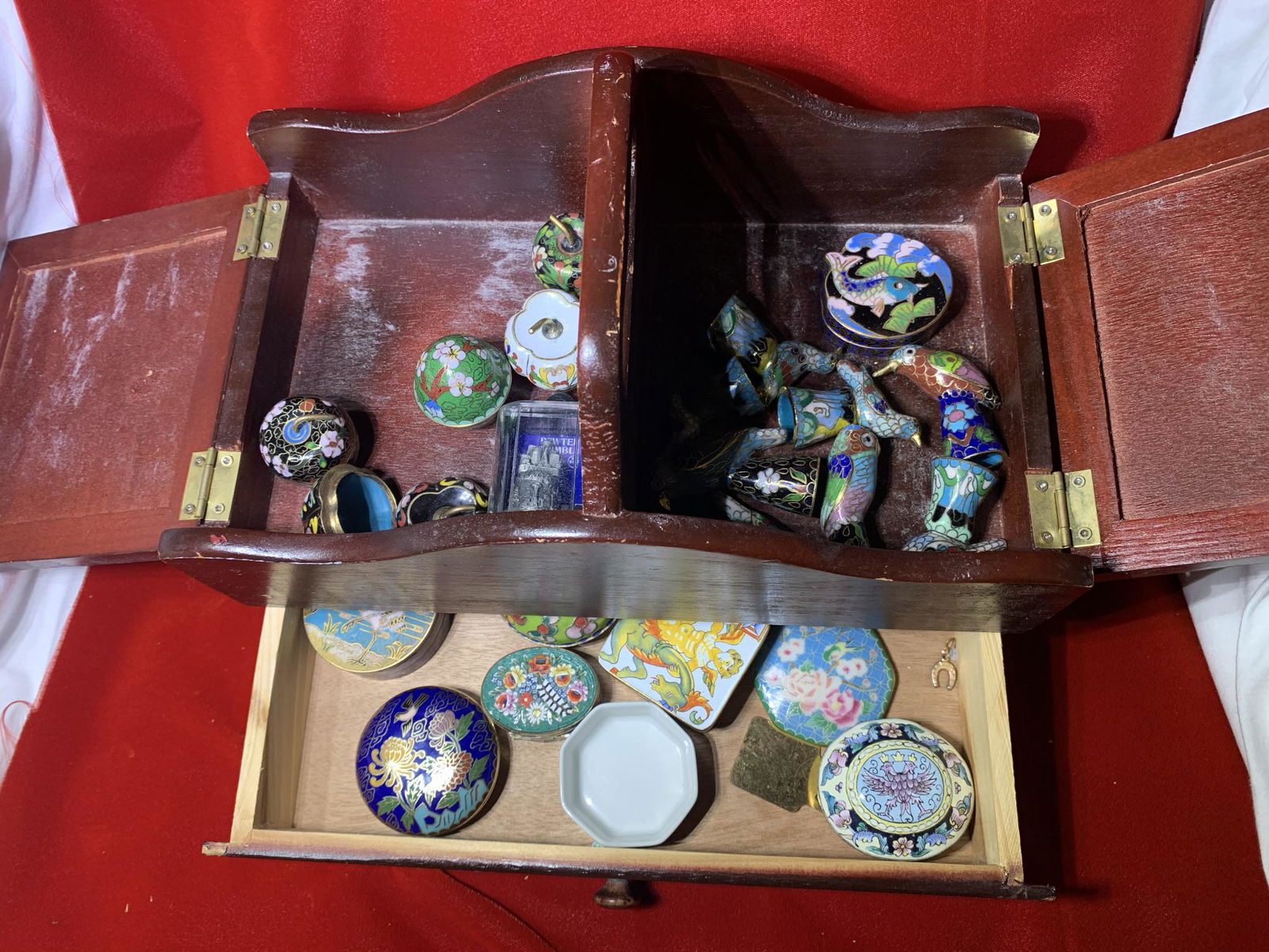 Sewing Box with Enamel Decorative Boxes: Free pickup or we will drop at the shipper for a $3 fee.