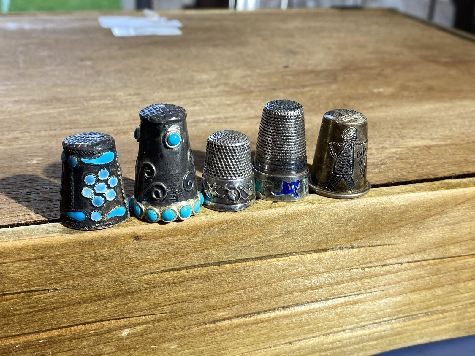 Group lot of 5 better antique sterling silver thimbles: Free pickup or we'll drop at the shipper for a $3 fee.