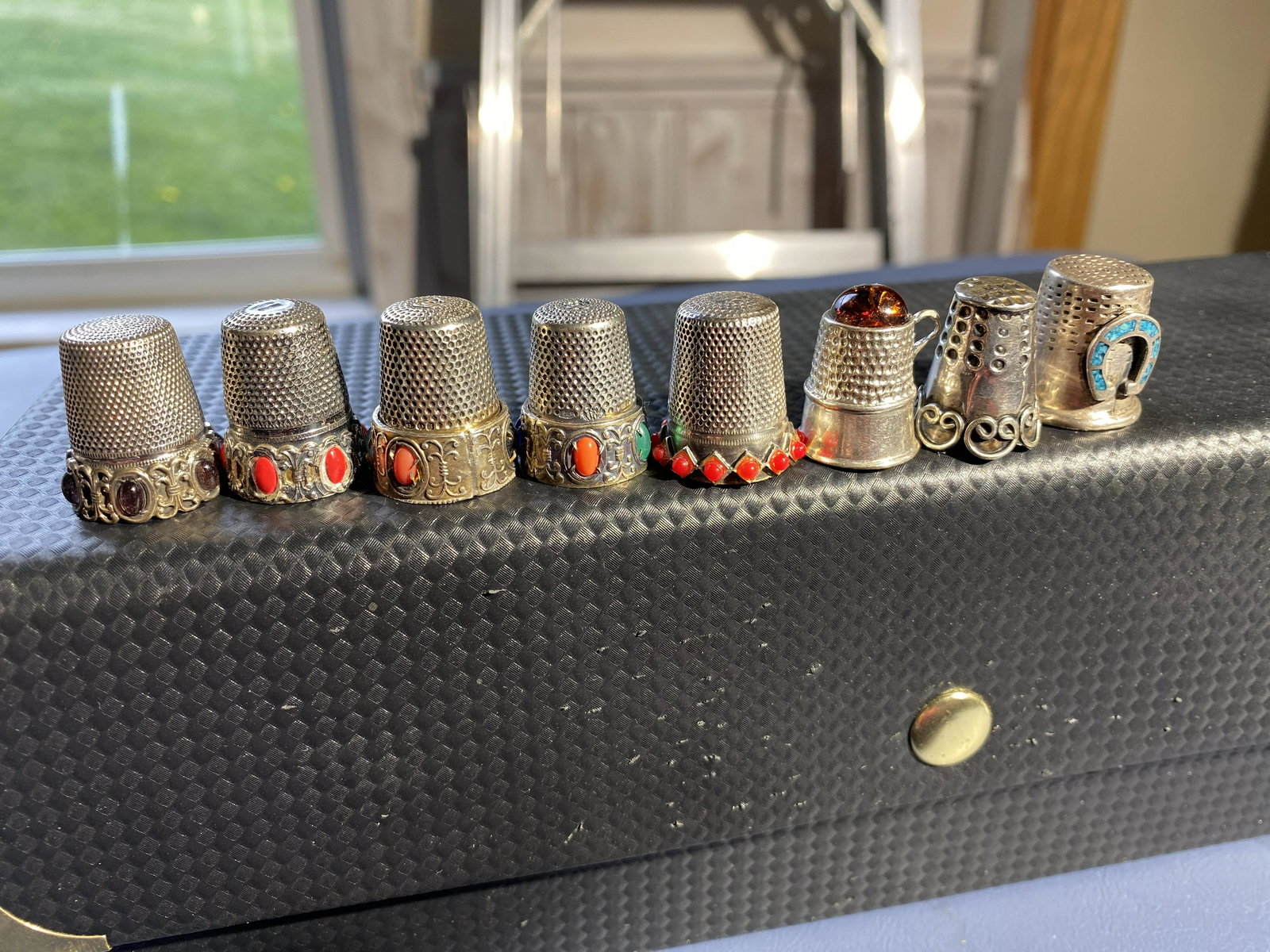 8 better sterling silver thimbles including jeweled (1 of 5)