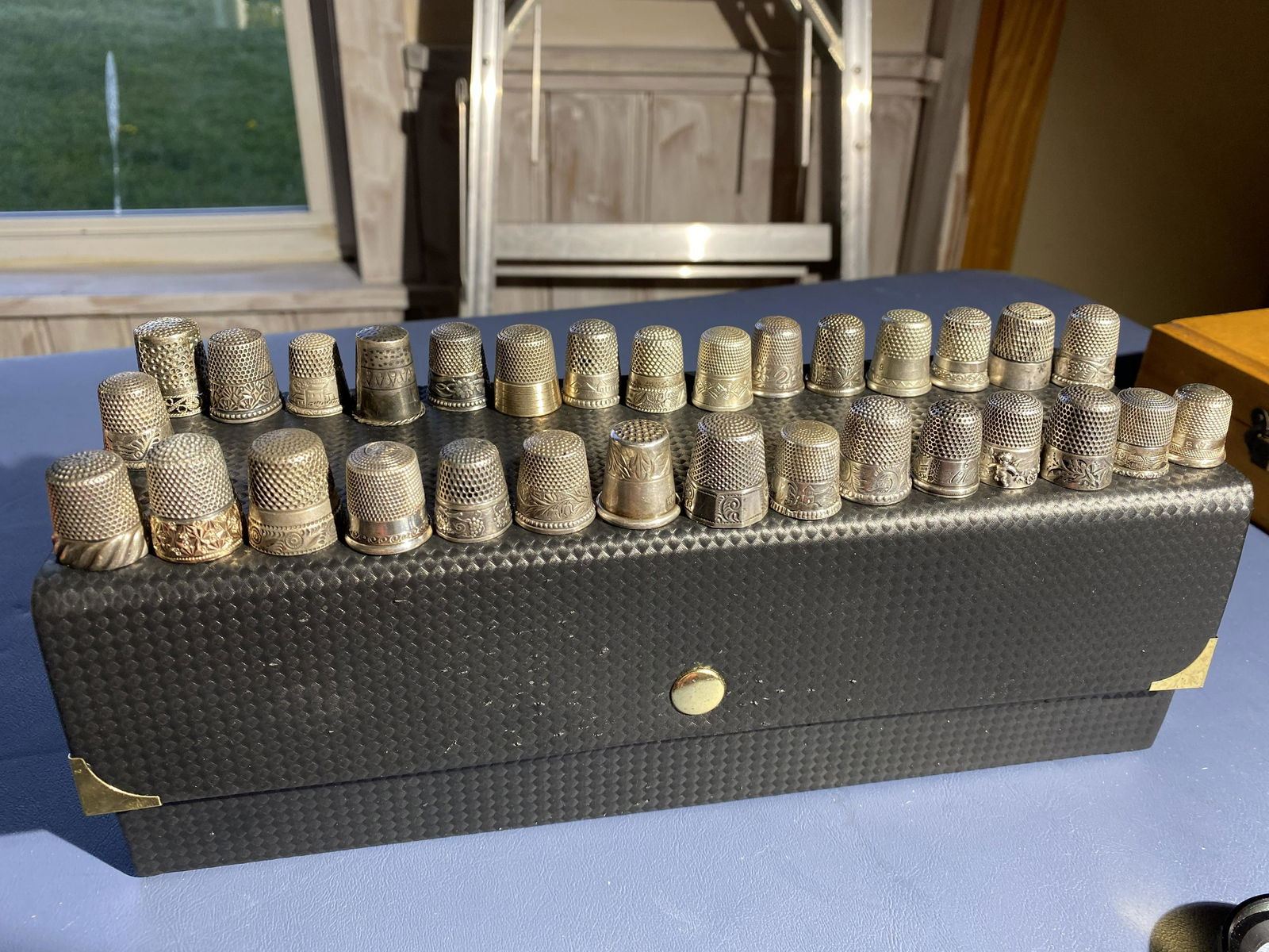 Group lot of 31 sterling silver antique sewing thimbles (1 of 10)