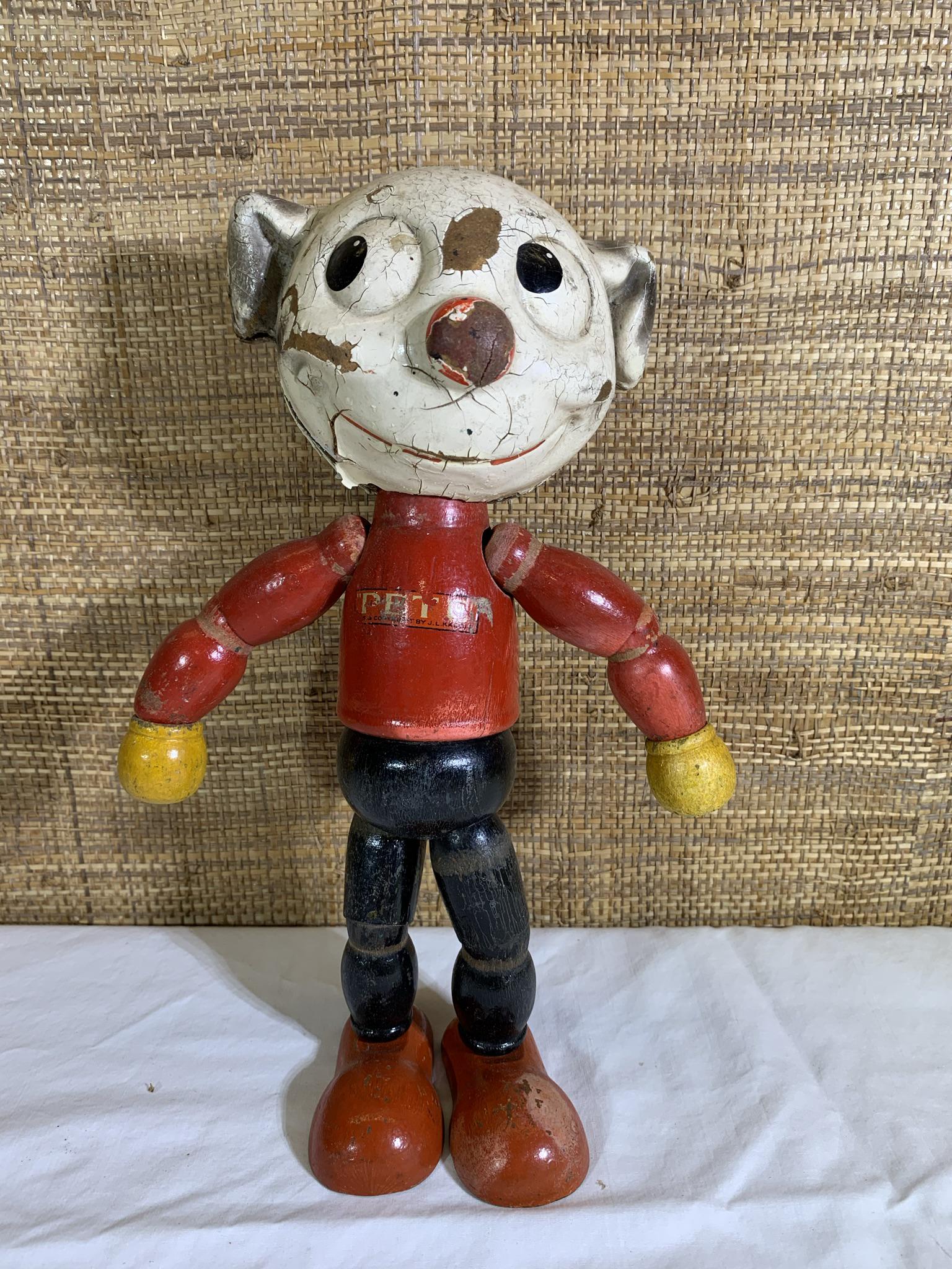 Vintage Pete the Pup Joseph Kallus 1930s wooden: Vintage "PETE" Wooden Toy. Free pickup or we will drop at the shipper for a $3 fee.