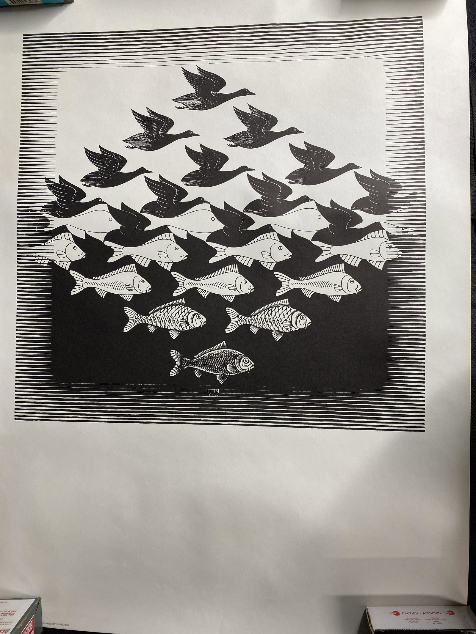 Vintage MC Escher Print.: Vintage MC Escher Print. Printed in Holland by Van Dooren NV. 23" x 31" Free pickup or we'll drop at our shipper for a $3 fee