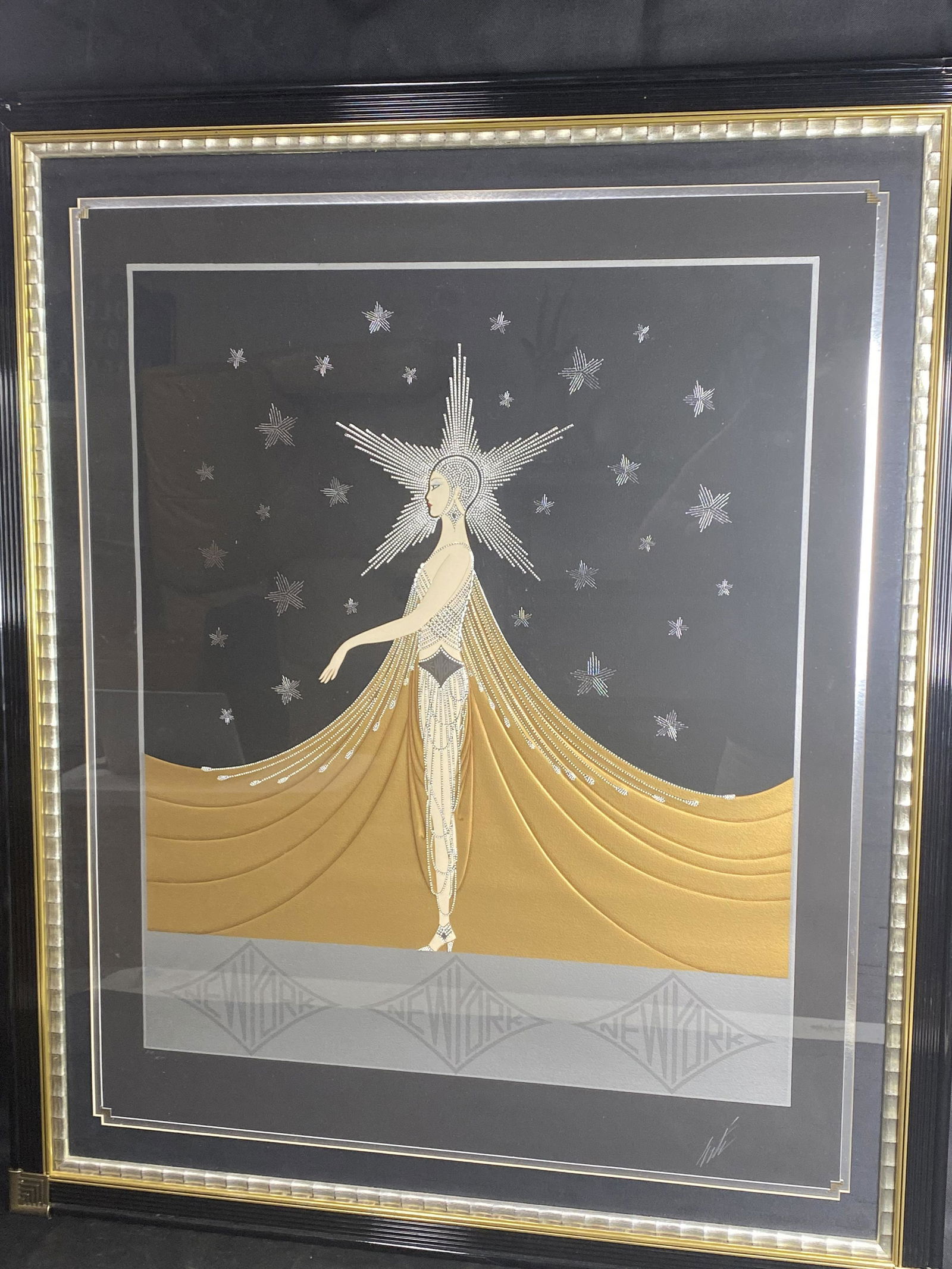 Large Vintage Signed Erte Print.: Large Vintage Signed Erte Print. New York New York. Serigraph. 41" x 33.5" Free pickup or we'll drop at our shipper for a $3 fee