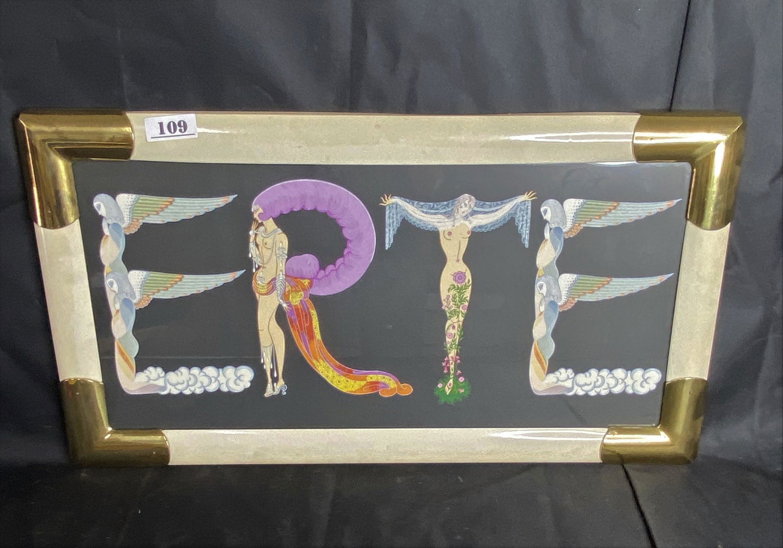 Vintage Erte Print in Frame.: Vintage Erte Print in Frame. Silkscreen. 30" x 17" framed size. Free pickup or we'll drop at our shipper for a $3 fee