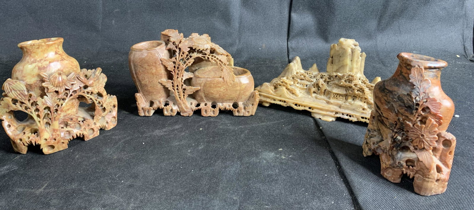 Group of carved soapstone Chinese items: Free pickup or we'll drop at our shipper for a $3 fee