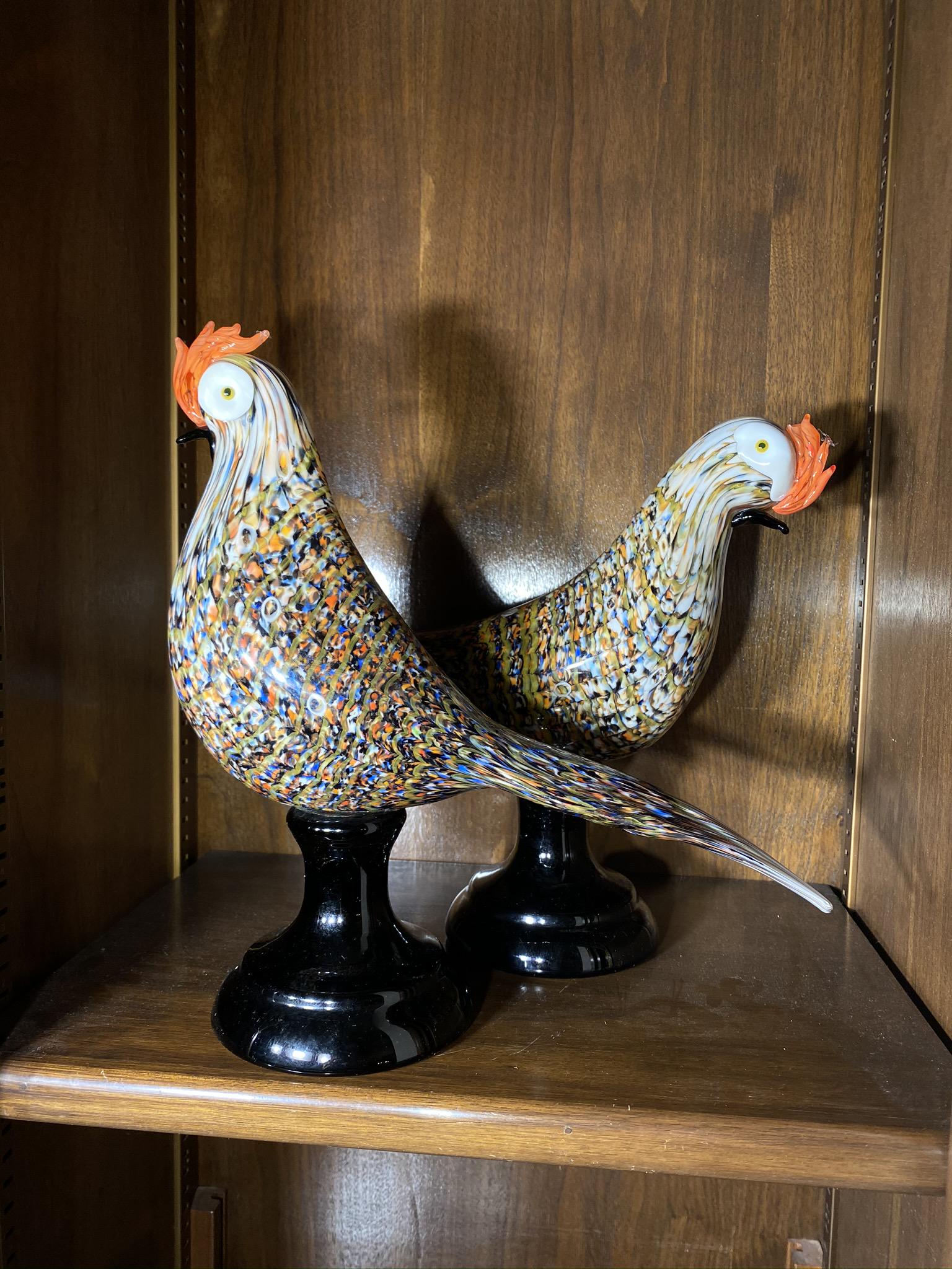Pair of Murano Glass Roosters. (1 of 6)