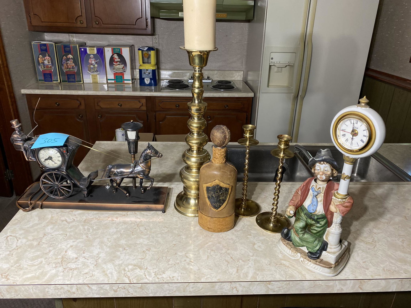 Carriage clock, candle holder, bottle, clown clock etc (1 of 16)