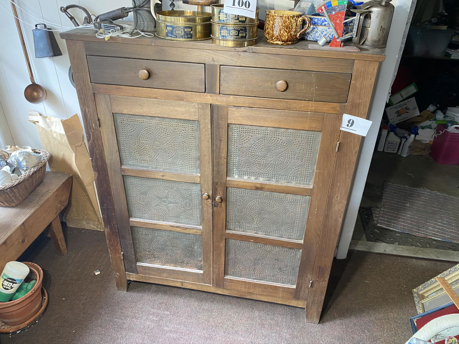 Antique Punched Tin Pie Safe (0009) on Oct 26, 2021 Burns Auction