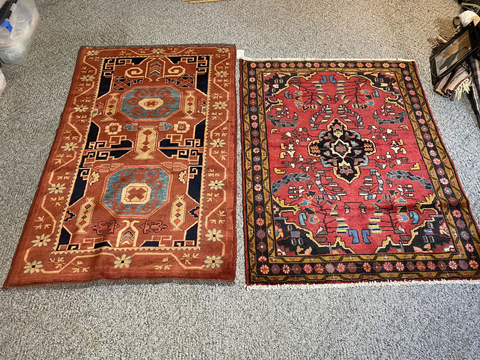 Pair of antique Hand Knotted Persian Rugs: 58" x 42" and 60" x 38" Free pickup or we'll drop at our shipper for a $5 fee.