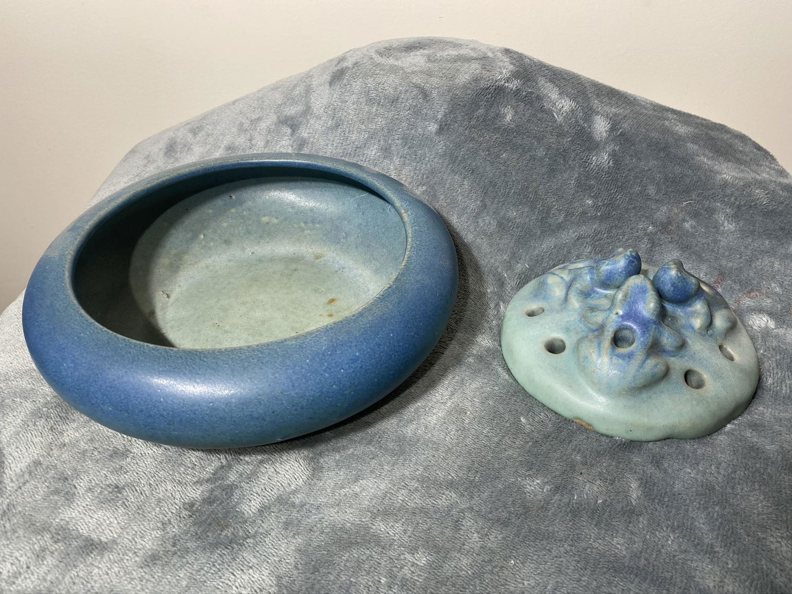 Van  Briggle low vase bowl PLUS flower frog (1 of 9)