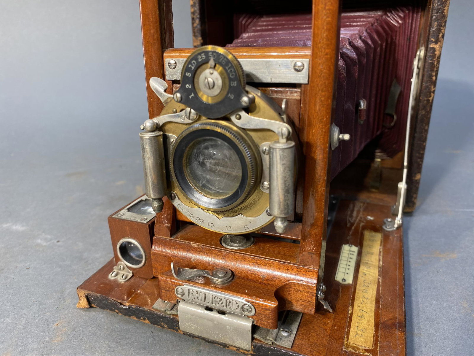 Bullard Regular Folding Camera w/red bellows: Bullard Regular Folding Camera w/red bellows. 6.25" wide. Free pickup or we'll drop at our shipper for a $3 drop off fee.