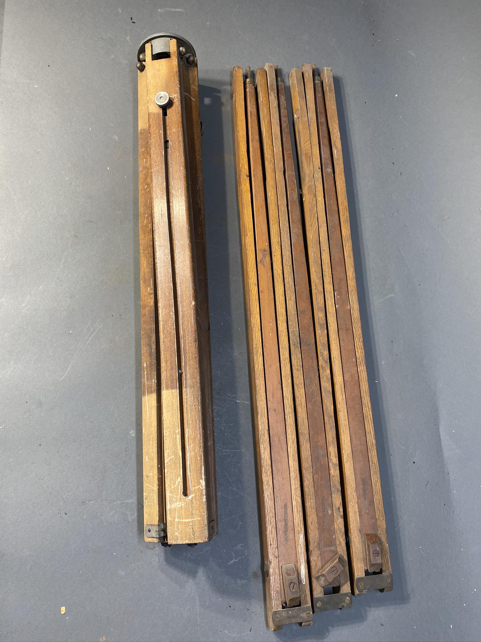 2 Antique Wooden Tripods: 2 Antique Photography Tripods. Scoville (29.5" in length) and Sun Ray Photo (24.25") Free pickup or we'll drop at our shipper for a $3 drop off fee.