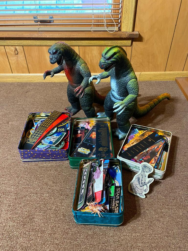 Group Lot Sci Fi, Fantasy Bookmarks, Vintage Patches PLUS Godzilla toys. (1 of 20)