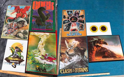 Group lot of 8 80s Movie, Fantasy Posters.: Group lot of 8 80s Movie, Fantasy Posters. In-house shipping available. Pickup is Sunday July 24th from 10 am to 5 pm in Marietta, Ohio and Monday July 25 from 9 am to Noon at the same location or we