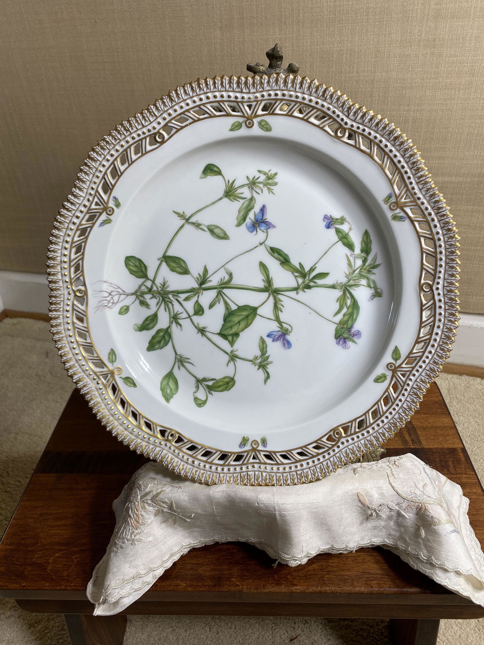 Royal Copenhagen Flora Danica Platter with Brass Stand. (1 of 11)