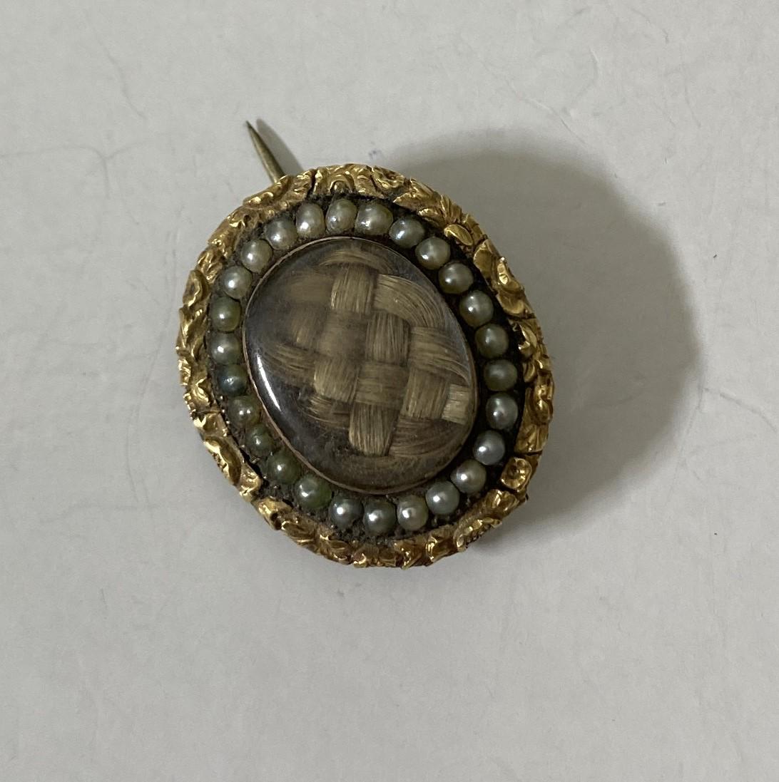 c. 1800 Mourning Woven Hair Brooch. (1 of 4)