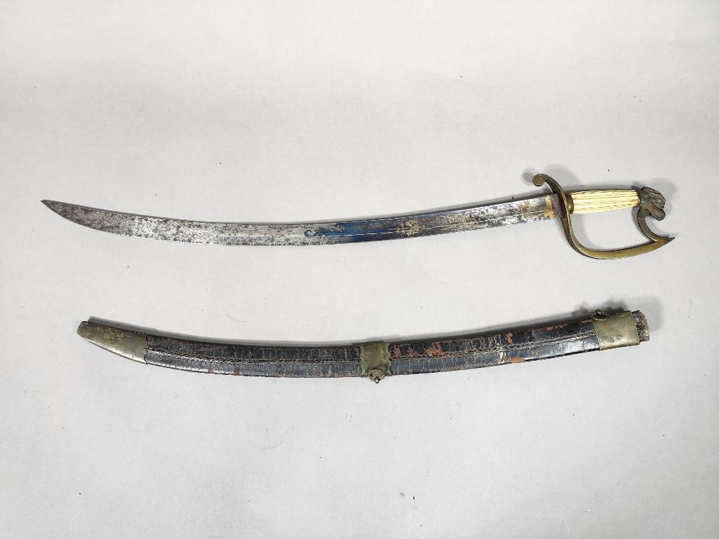 Rare War of 1812 Era Military Sword with Eagle Pommel, Scabbard. (1 of 20)