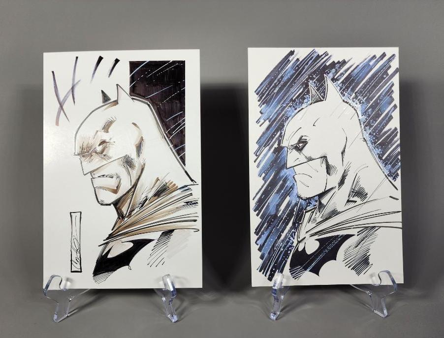 Signed Pair of Batman Ink Drawings. (1 of 8)