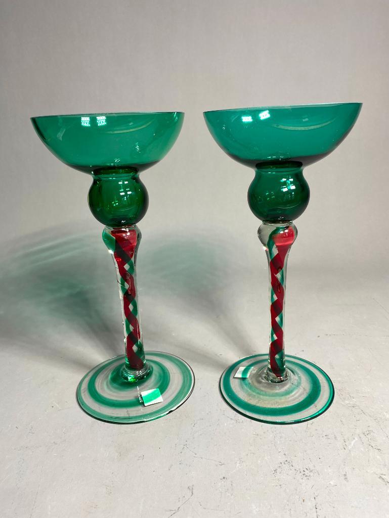 Pair of Vintage Polish Glass Large Goblets (1 of 9)