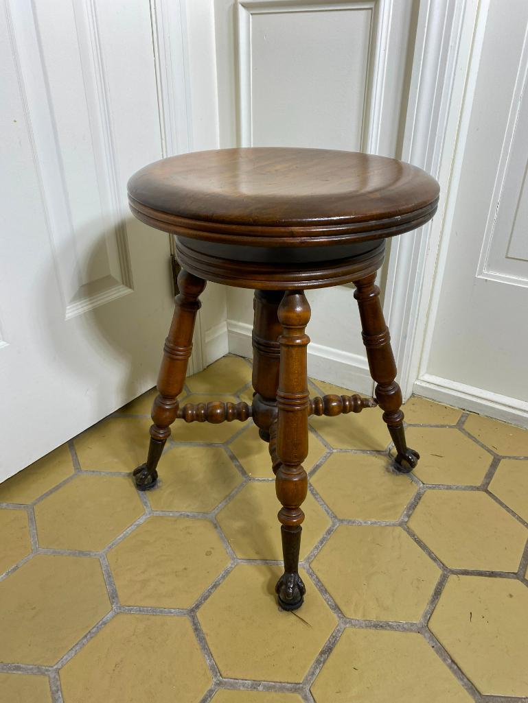 Antique Piano Stool with Glass Feet (1 of 8)