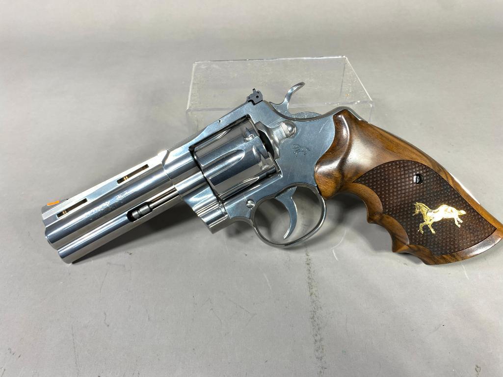 Colt Python 357 Magnum Nice Condition 4 1/8 bbl: BRAND: Colt SERIAL: PY227822 CALIBER/GAUGE: 357 MODEL: Python CONDITION: Very Good BACKGROUND CHECK: Yes OTHER INFO: Barrel Length 4 1/8 inches Long, SHIPPING: In-house shipping available. Pickup is M