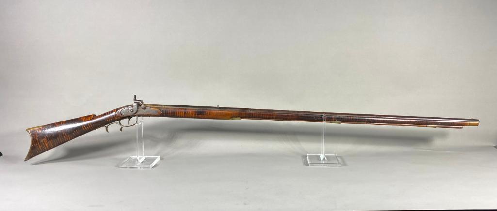 Kentucky Style 19th Century Rifle Daniel Brown, Lancaster Pa: BRAND: Daniel Brown; Lancaster, PA SERIAL: NSN CALIBER/GAUGE: 54 MODEL: Percussion Rifle CONDITION: Good BACKGROUND CHECK: No OTHER INFO: 60 inches Overall Length SHIPPING: In-house shipping available