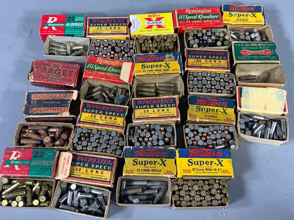 Group of 22 LR Ammunition: SHIPPING: In-house shipping available. Pickup is Monday, June 5 from 2 pm to 7 pm and Tuesday, June 6 from Noon to 5 pm in Carroll, Ohio 43112 or we will provide in-house shipping for this item. Sales