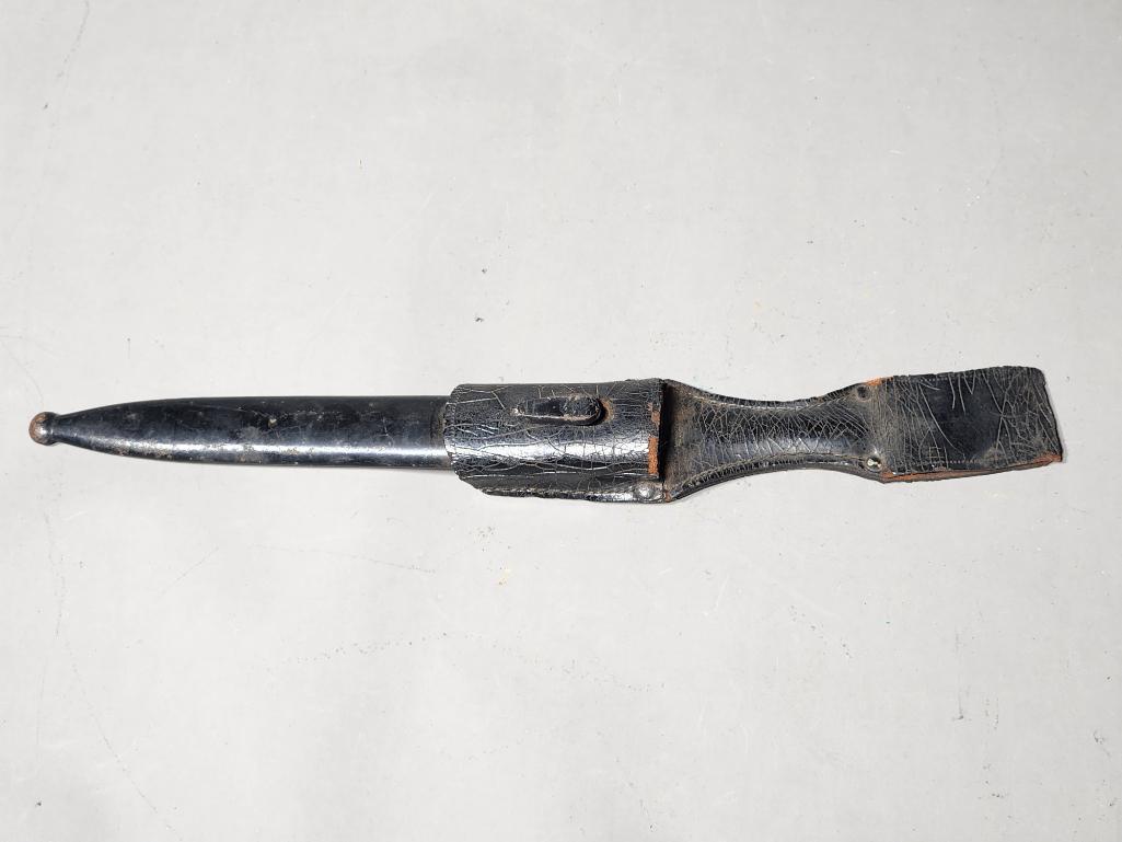 German K98 Mauser Bayonet Scabbard & Frog: SHIPPING: In-house shipping available. Pickup is Monday, June 5 from 2 pm to 7 pm and Tuesday, June 6 from Noon to 5 pm in Carroll, Ohio 43112 or we will provide in-house shipping for this item. Sales