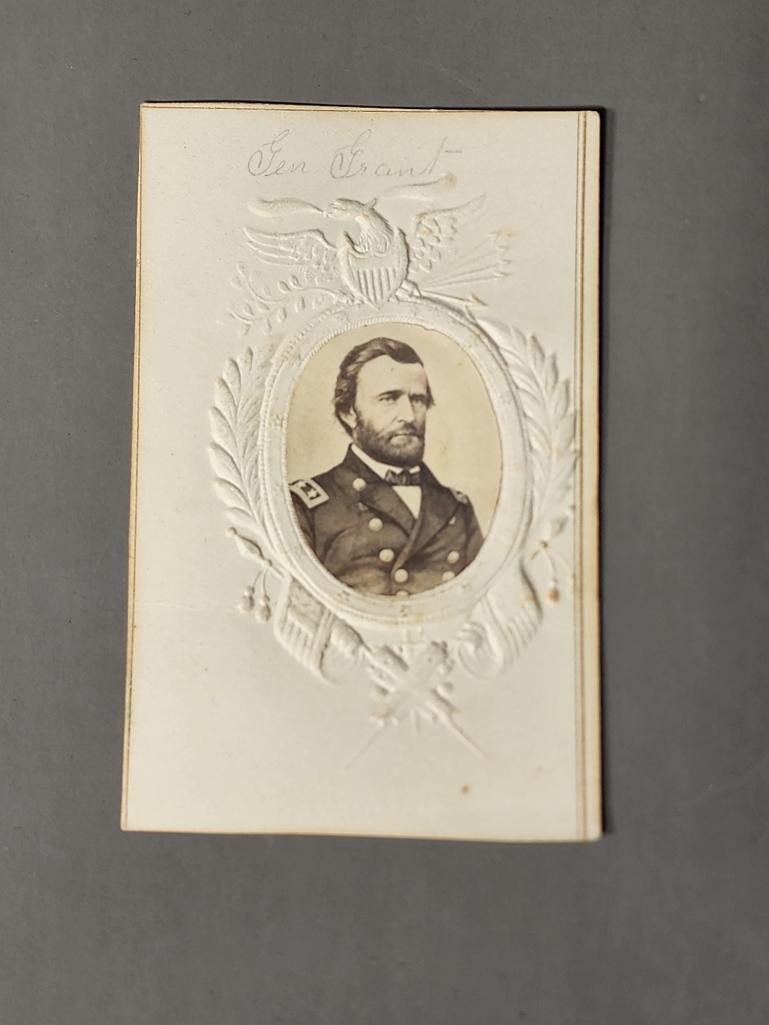 Civil War CDV Album Filler Card General US Grant Photo: SHIPPING: In-house shipping available. Pickup is Monday, June 5 from 2 pm to 7 pm and Tuesday, June 6 from Noon to 5 pm in Carroll, Ohio 43112 or we will provide in-house shipping for this item. Sales