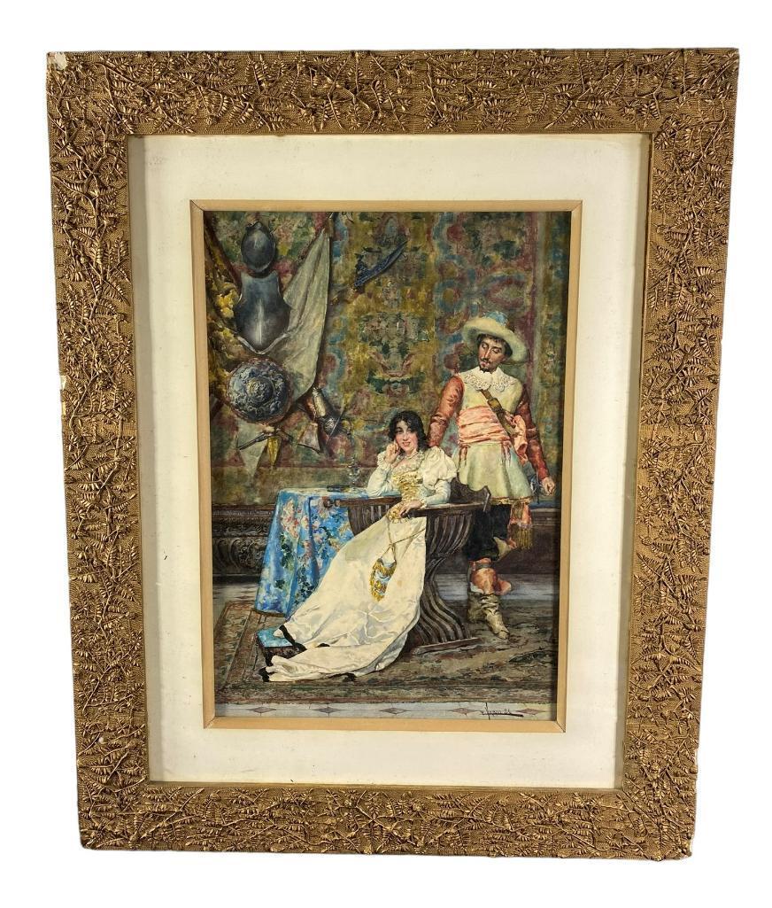 Cavalier & Lady - Enrico Nardi Watercolor (1884) (1 of 6)