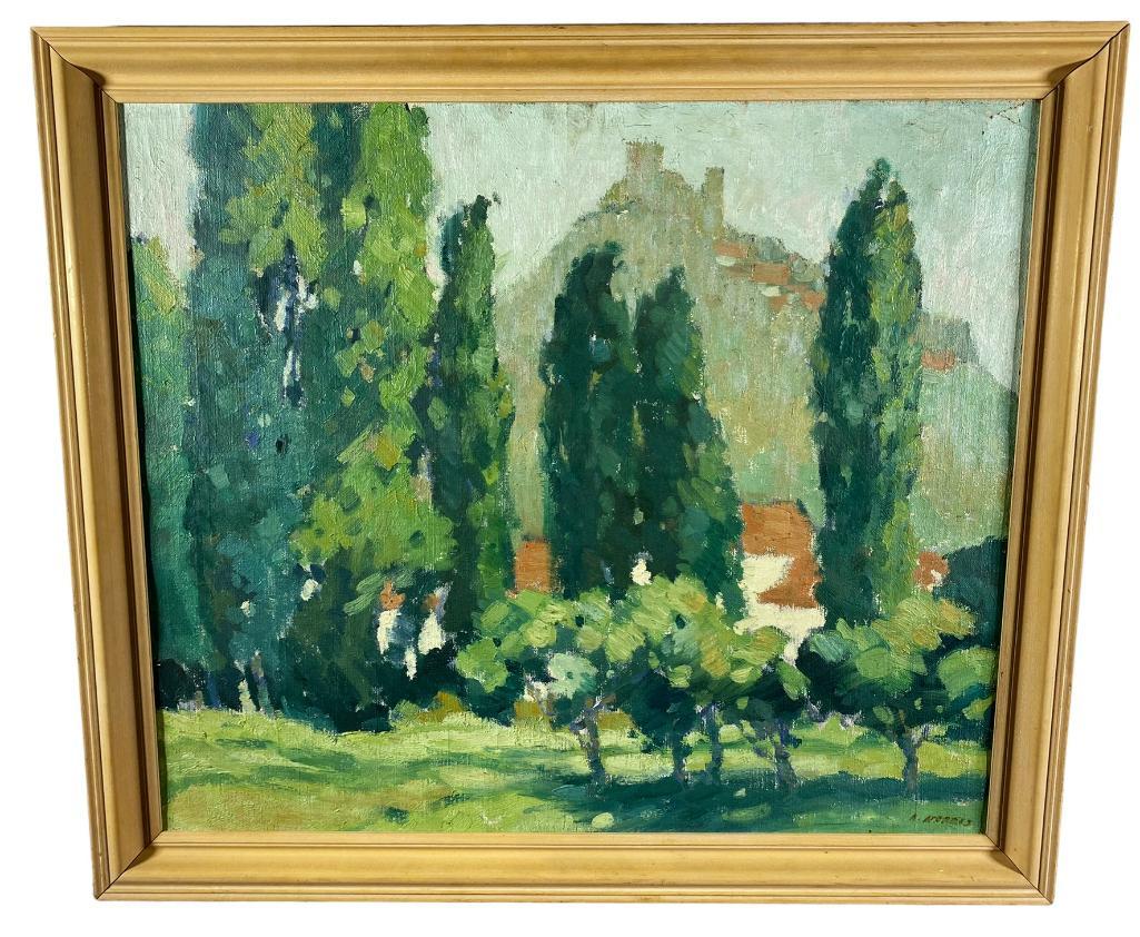 Italy/Spain Landscape "Castle on a Hill" 19th c (1 of 5)