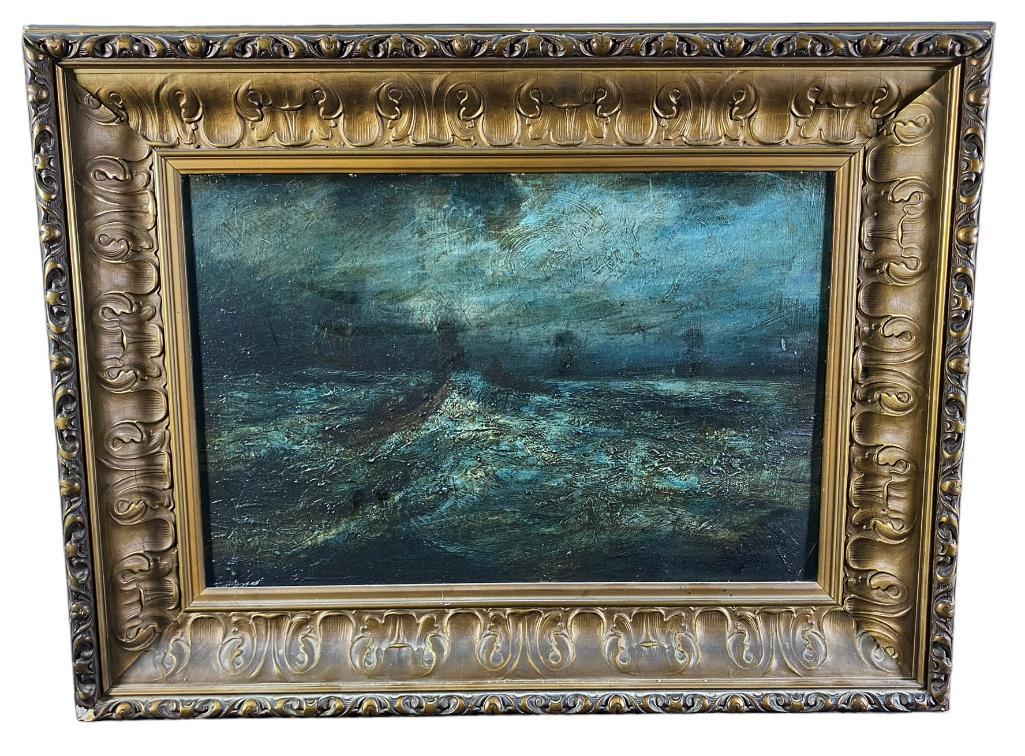 OOC Stormy Sea Signed Robert B Hopkin 1832-1909 (1 of 6)