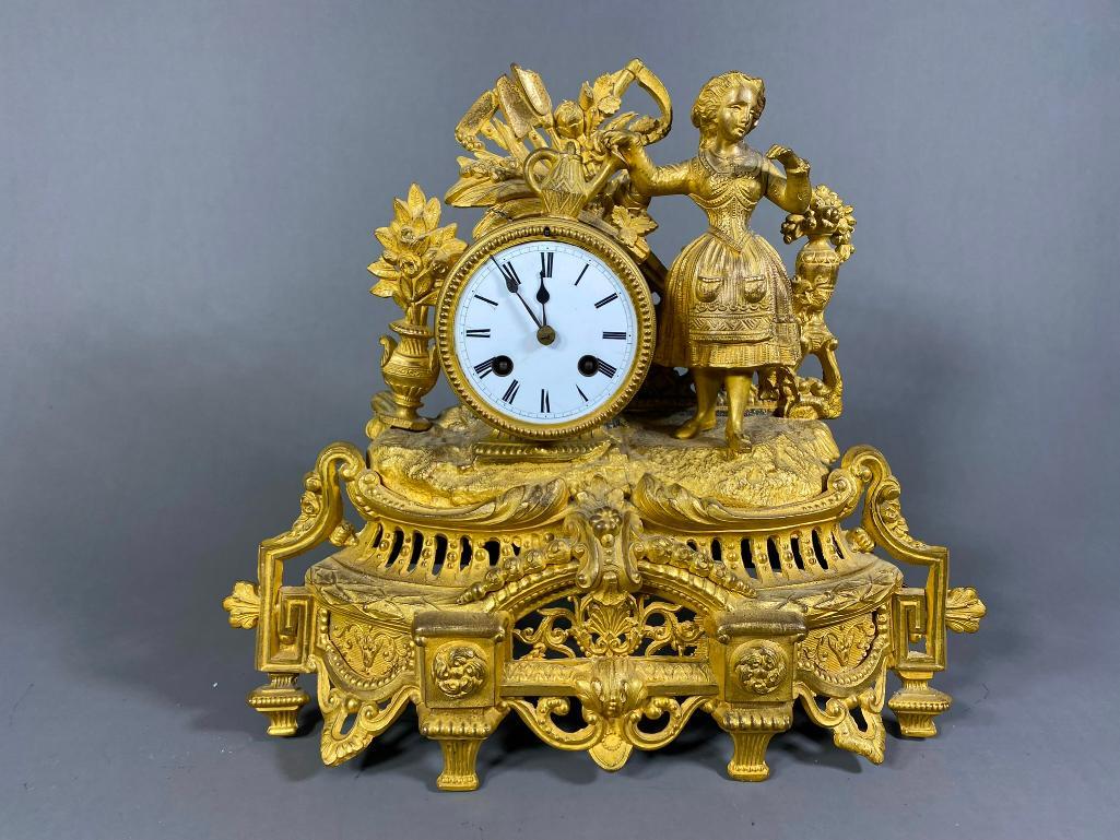 19th century French Gilt Bronze Mantel Clock (1 of 7)