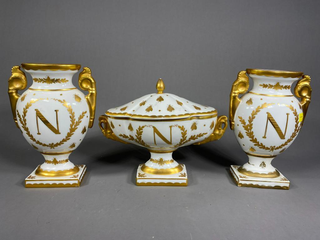 French Porcelain Napoleon Urns & Centerpiece (1 of 19)